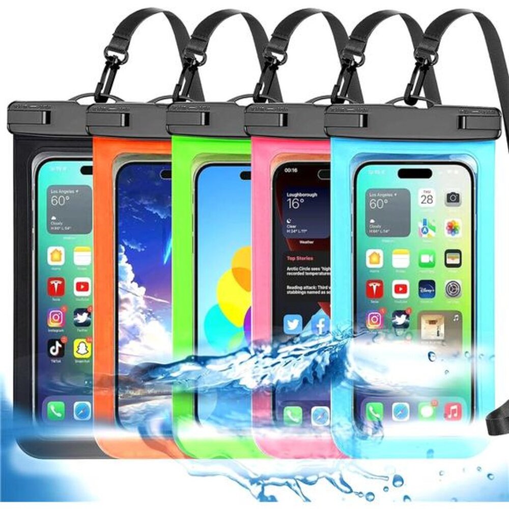 5 Pack Multicolor Universal Waterproof Phone Pouch,